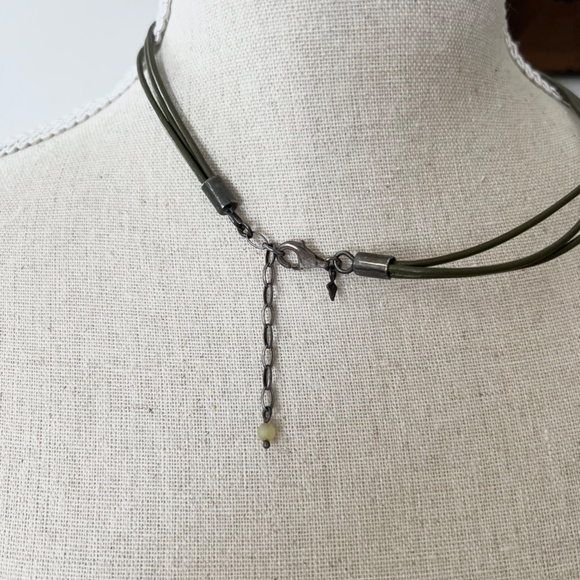 SILPADA Hunter Green Leather Hammered Tube Beaded Necklace - Picture 3 of 3